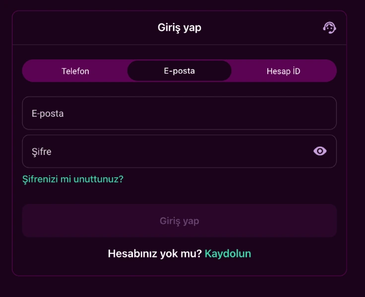 Luks Casino hesap girişi için Telefon, E-posta ve Hesap İD seçenekli form ekranı